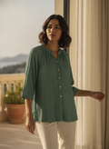 Sea Green Textured Relaxed Fit Top