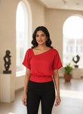 Women's Solid Red Relaxed Fit Top