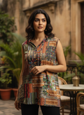 Women's Multi-Color Ethnic Print Sleeveless Kurti