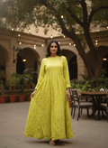 Lemon Yellow Printed Flared Casual Dress