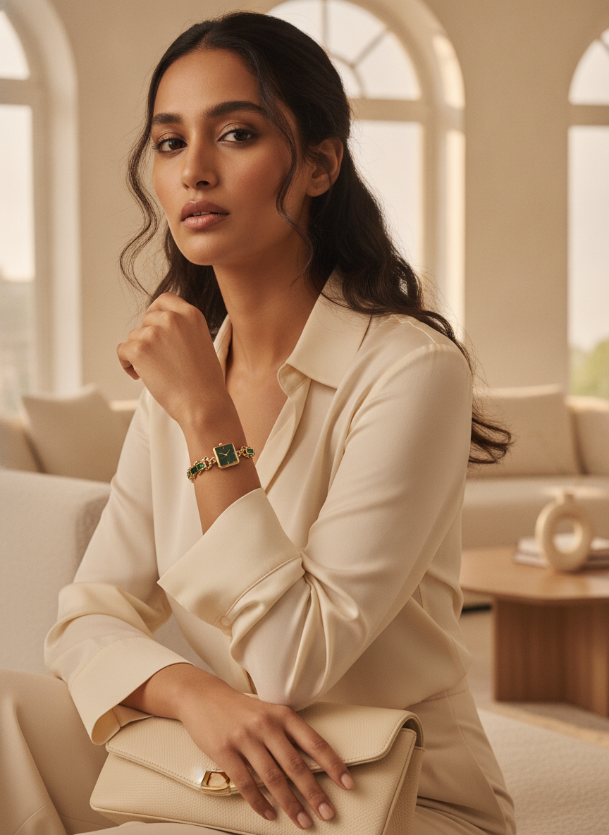 The Noir Charm Chain Watch - Gold