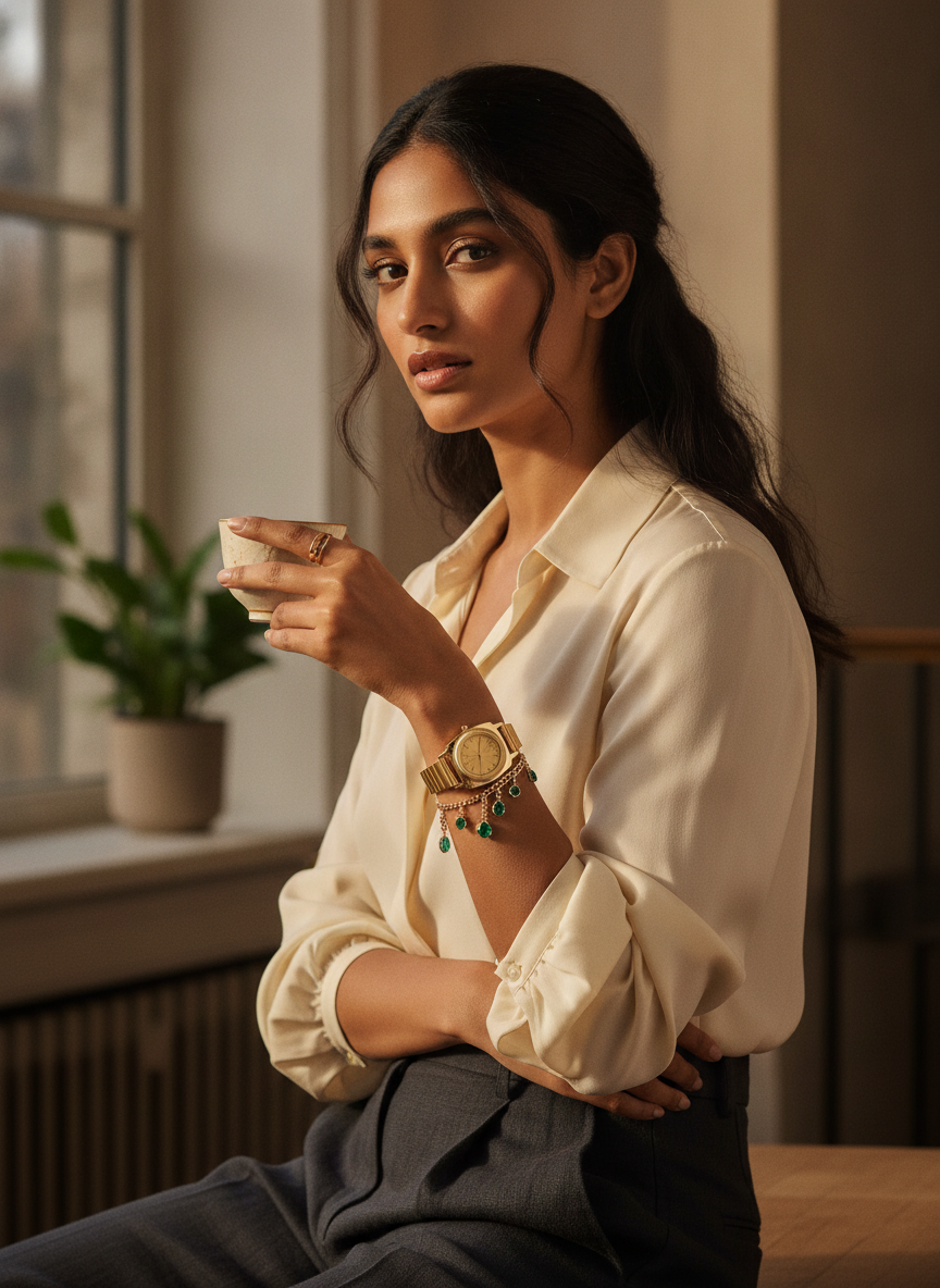 The Emerald Prestige Watch - Gold