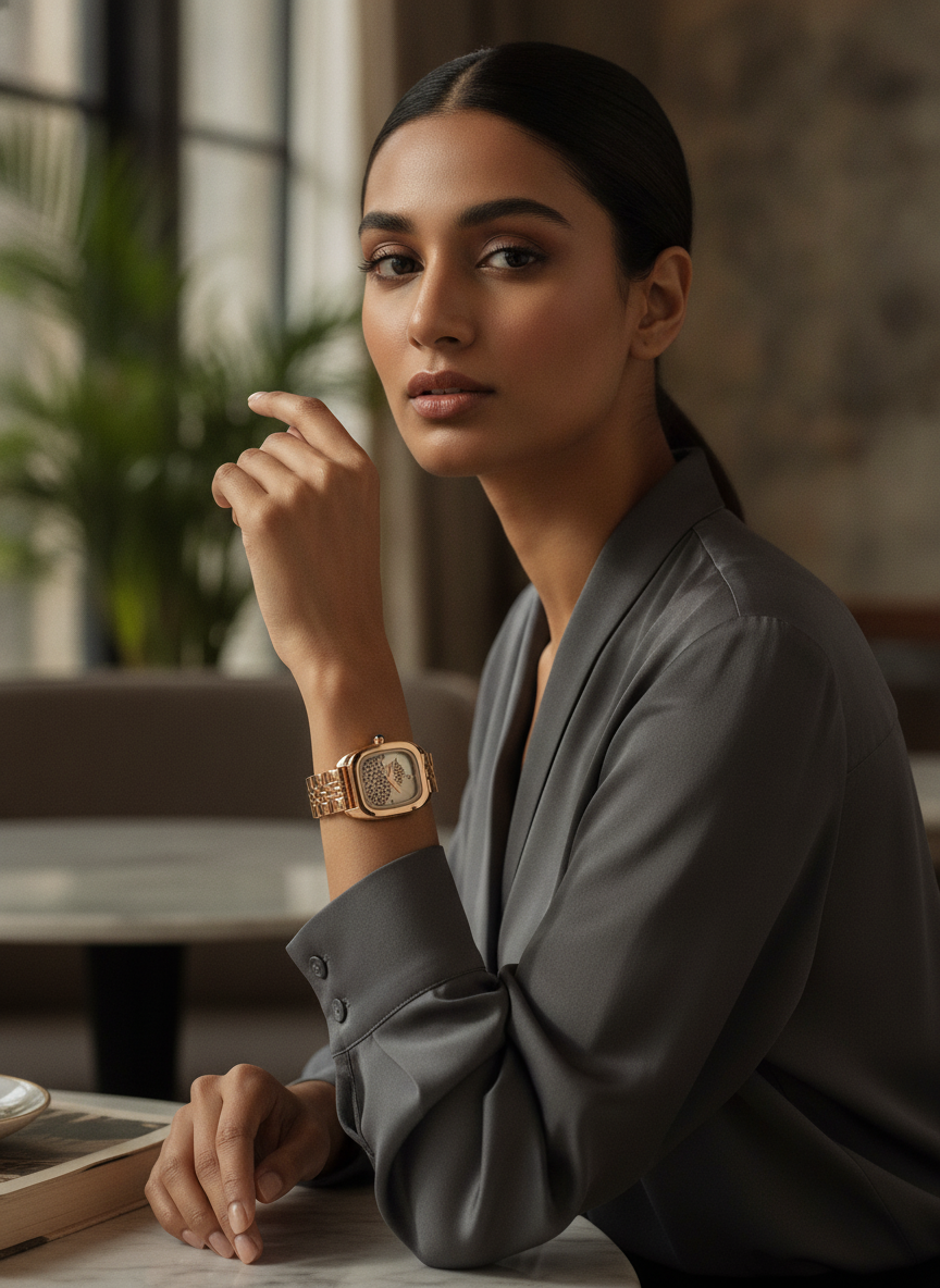 The Crystal Square Watch - Royal Gold