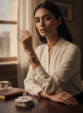 The Ruby Leather Watch - Vintage Gold