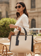 The Two-Tone Edge Office Bag - Cream White