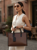 The Two-Tone Edge Office Bag - Chocolate Brown