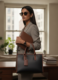 The Two-Tone Edge Office Bag - Midnight Black