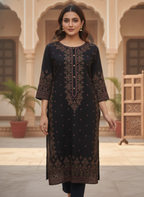 Black Ethnic Print Kurti