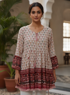 Multi-Color Ethnic Printed Flared Kurti
