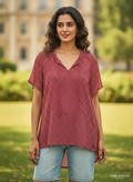 Women's Red Polka Dot Regular Fit Casual Top