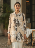 Women's Beige Floral Print Relaxed Fit Casual Shirt