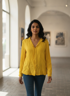 Yellow Solid Casual Full-Sleeve Shirt