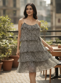 Multi-Color Printed Tiered Strappy Dress