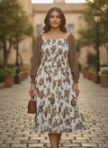 Women's Multi Abstract Print Smocked A-line Dress