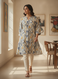 Multi Abstract Geometric Print Relaxed Fit Tunic Kurti