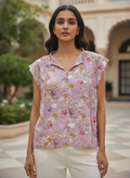 Light Purple Floral Printed Relaxed Fit Top