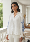 White Floral Embroidered Long Sleeve Top