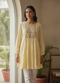 Lemon Embellished Floral Relaxed Fit Kurti