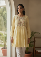 Lemon Embellished Floral Relaxed Fit Kurti