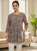 Women's Multi-Color Ethnic Print Tunic Top