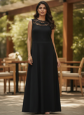 Women's Black Sleeveless Embellished Maxi Dress