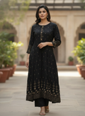 Black Embellished Rayon Kurti