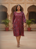 Women's Red & Navy Geometric Animal Print Kurti