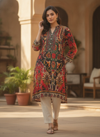 Multi-Colored Ethnic Print Rayon Kurti