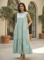 Mint Green Sleeveless Tiered Casual Dress