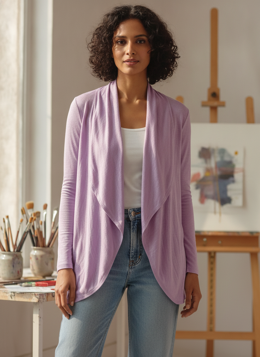 Light Purple Solid Draped Shrug