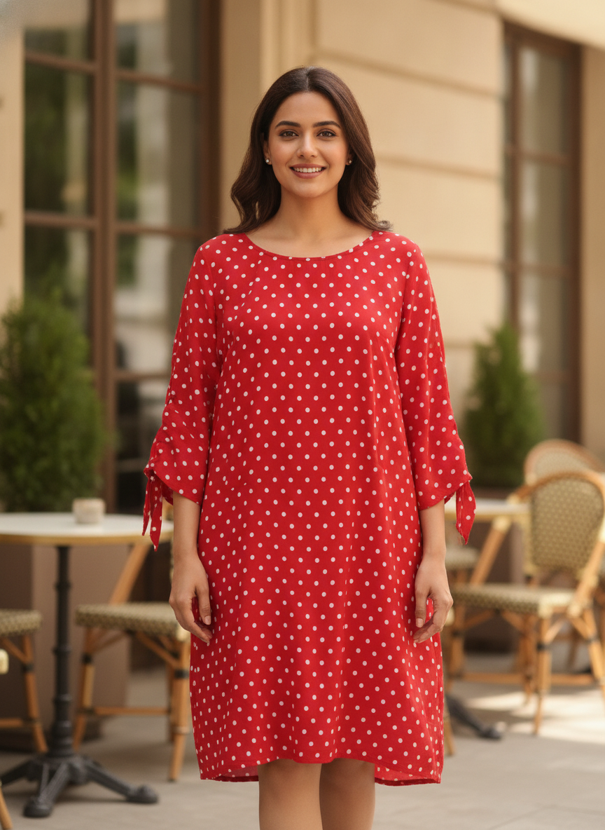 Red Polka Dot Casual Dress