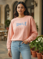 Peach Graphic Print Oversized Sweatshirt