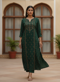Women's Dark Green Ethnic Printed Kurti