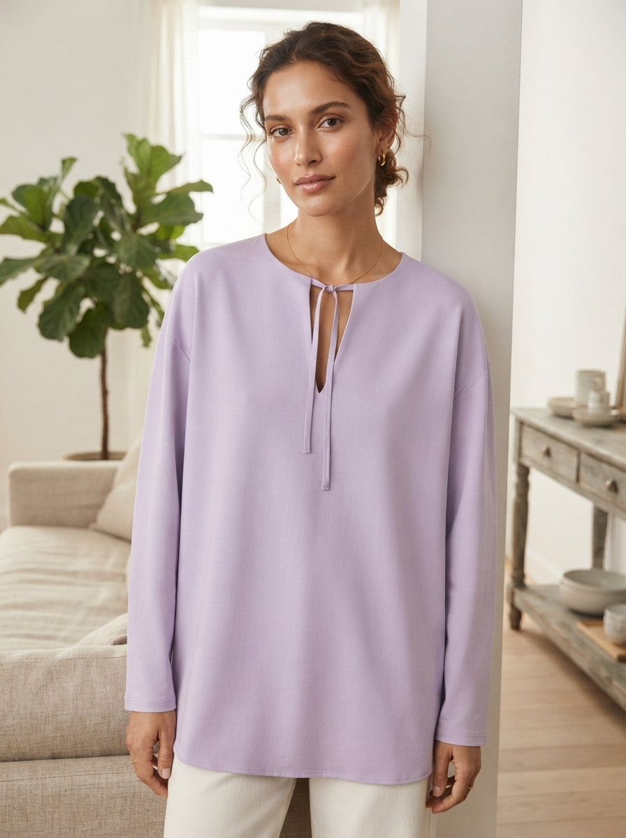 Women's Lavender Oversized Solid Casual Top