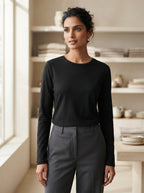 Black Solid Regular Fit Long Sleeve T-Shirt