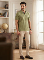 Olive Self-Design Polo T-Shirt