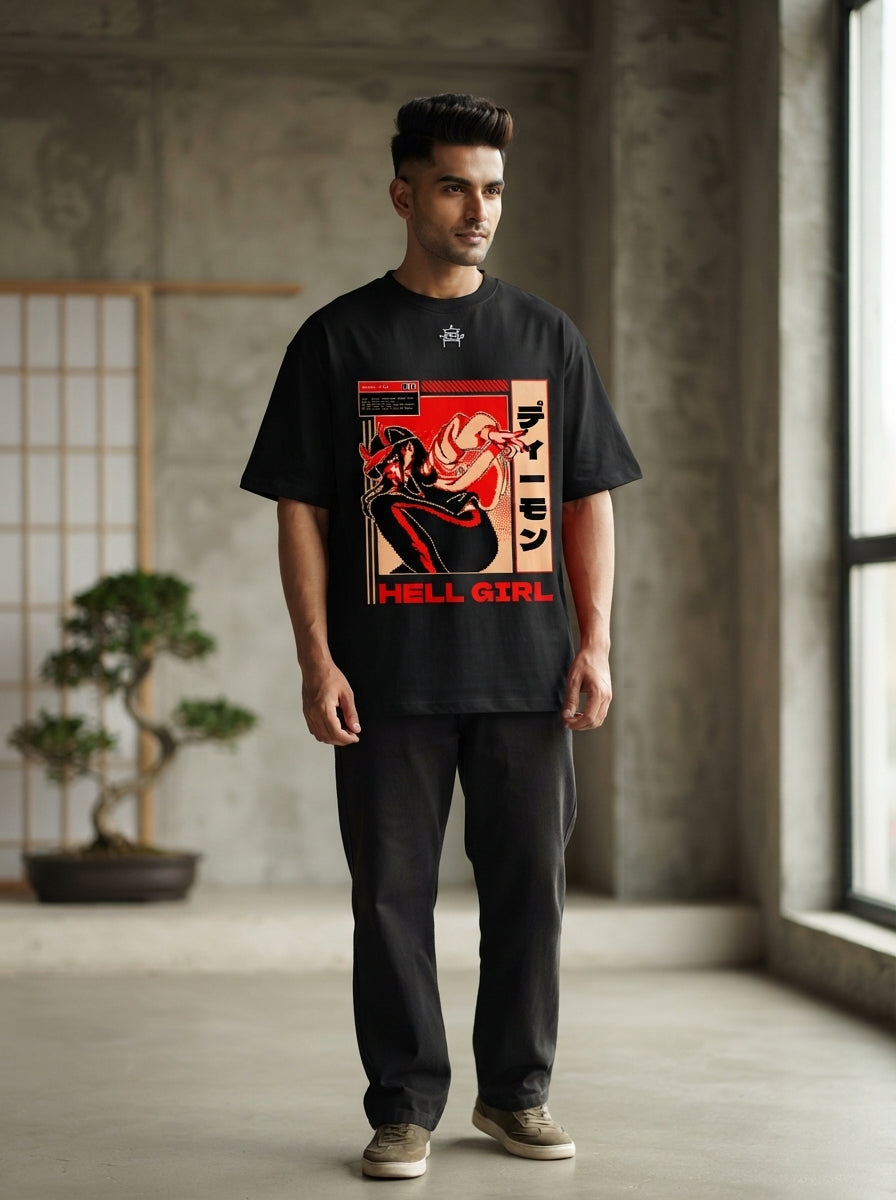Hell Girl Black Oversized Tee