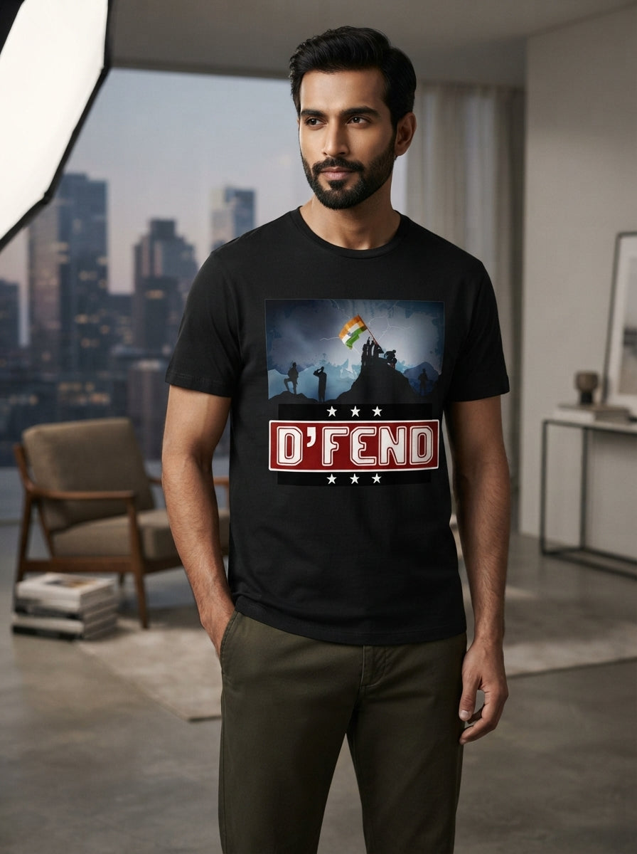 DFend - Salute to Indian Army Black Tshirt