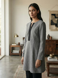 Grey Solid Long Sleeve Tunic Top