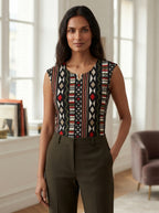 Black Geometric Print Sleeveless Top