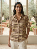 Cream Geometric Print Casual Shirt
