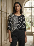 Women's Multi-Color Animal Print Relaxed Fit Top with Zipper Detail