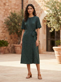 Dark Green Printed Casual Dress