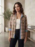 Women's Multi-Color Plaid Casual Button-Up Shirt