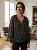 Black Polka Dot Relaxed Fit Top