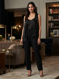 Women's Black Embellished Sleeveless Shrug