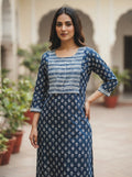 Navy Printed Cotton Kurti