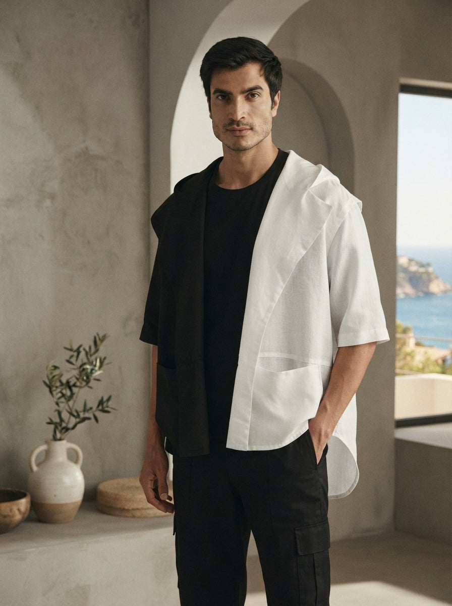 Black & White Free Size Banyan Jacket