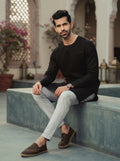 Black Crackle Casual Kurta