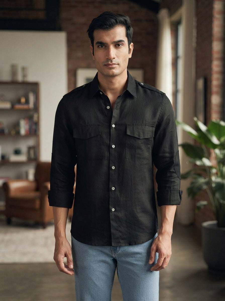 Black Sequoia Elbow Patch Shirt